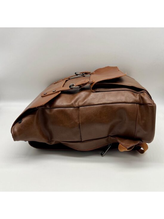 Ozebella Brown Leather Messenger Laptop Backpack main image 9